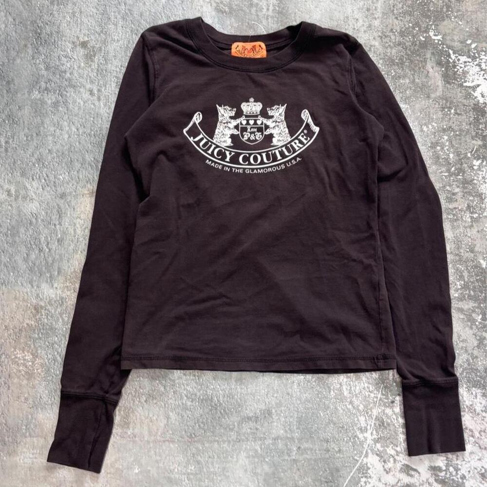 Vintage Y2K Juicy Couture Black Long Sleeve Shirt! Glamorous USA. Size Small